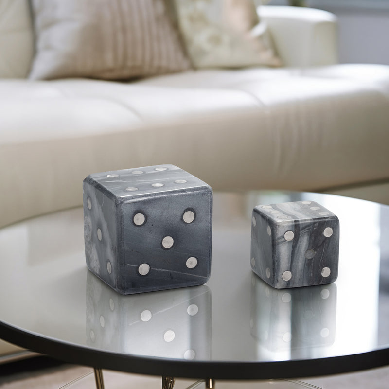 S/2 3/4" Mistry Grey Marble Dice