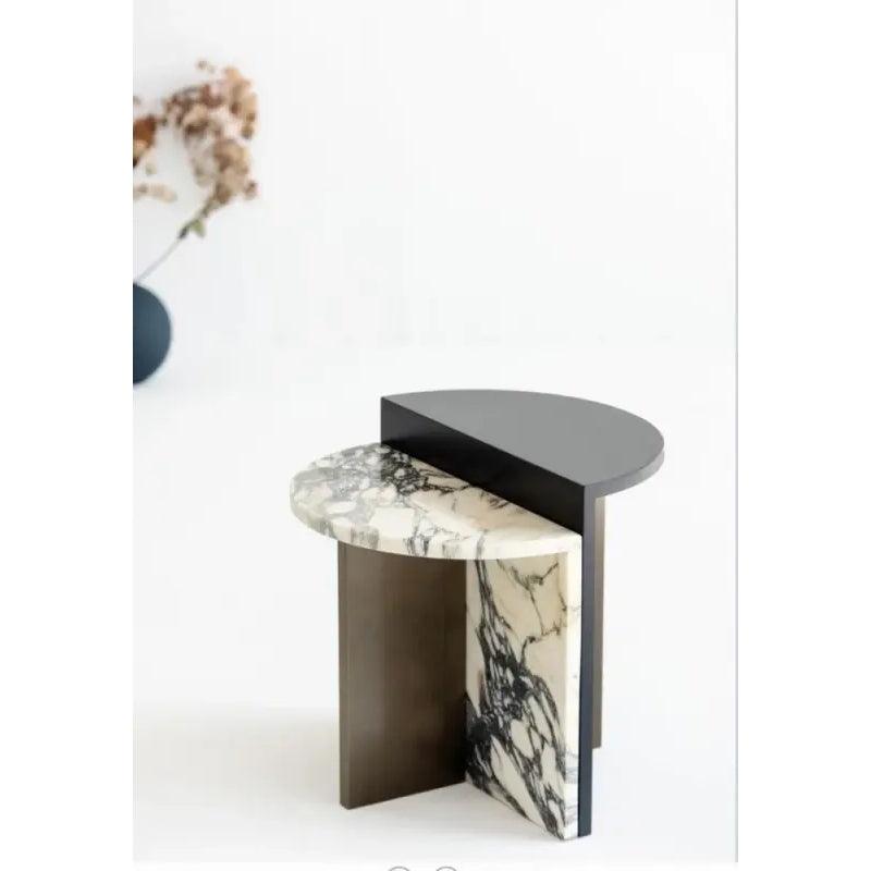 Black and White Marble Side Table By Alhome