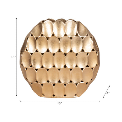 Metal, 13" Oval Vase, Champagne