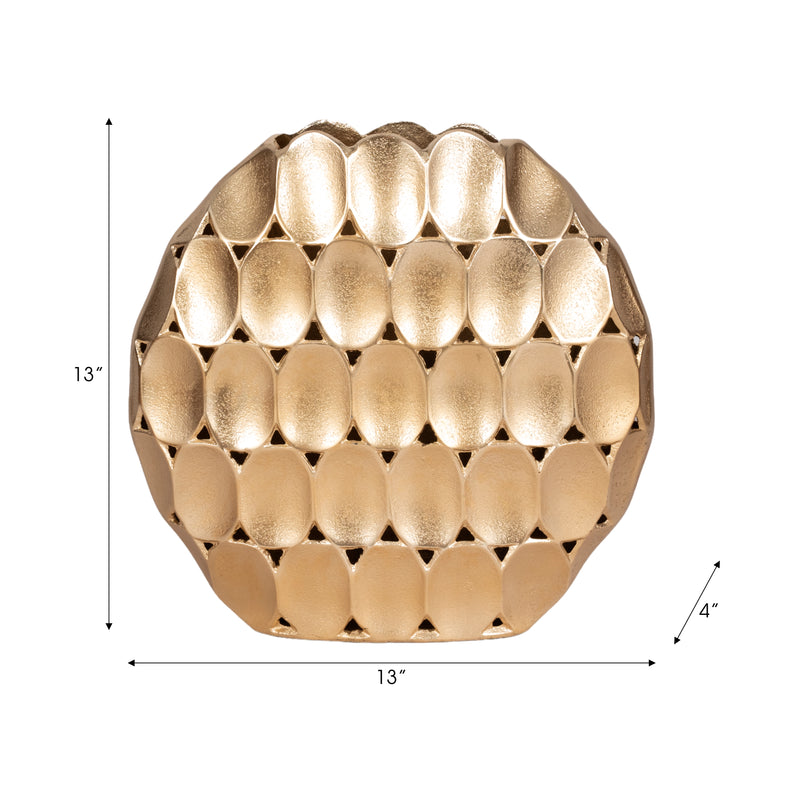 Metal, 13" Oval Vase, Champagne