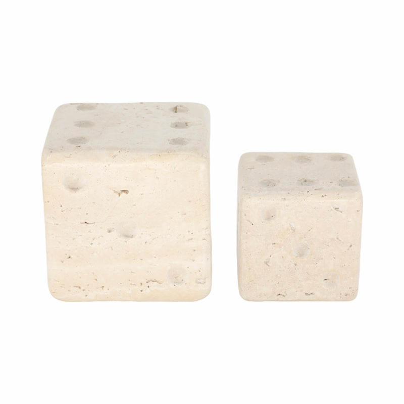 S/2 3/4" Mistry Travertine Dice