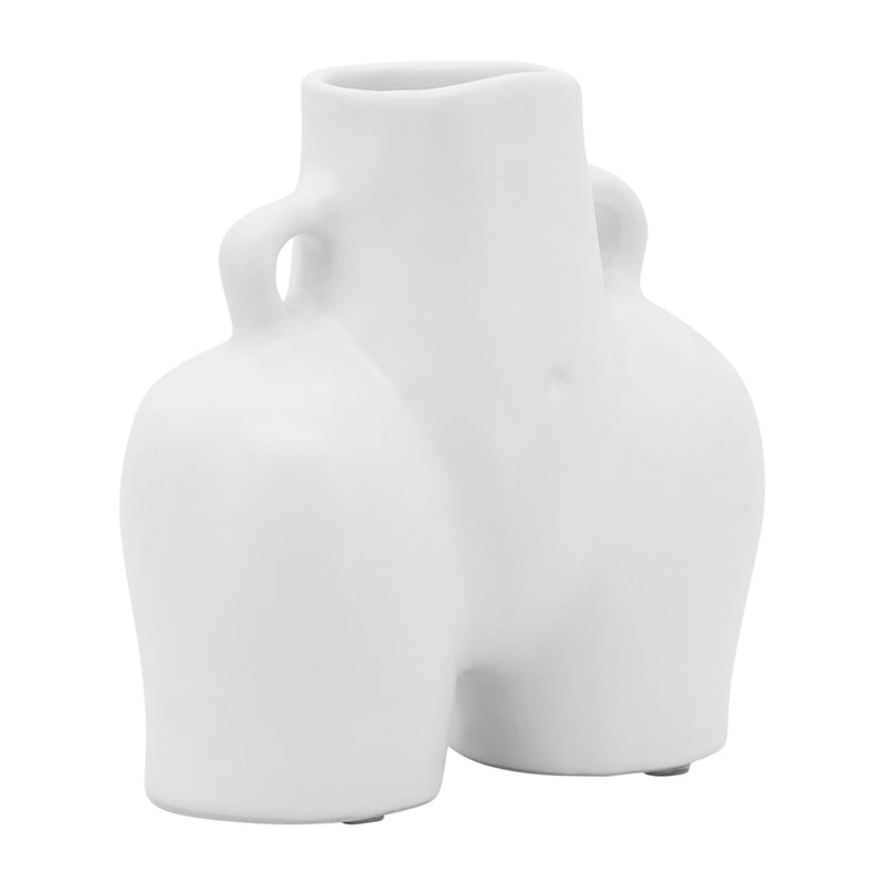 CER, 6" HALF BODY VASE, WHITE