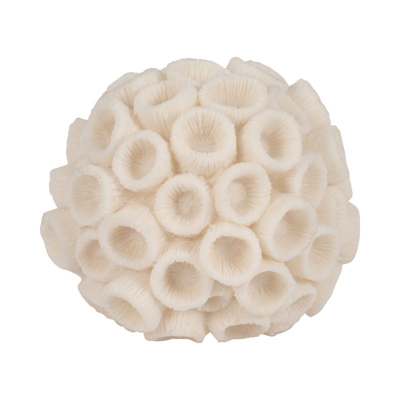 6" Round Coral Orb, Ivory