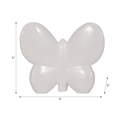 Cer, 6" Balloon Butterfly, White