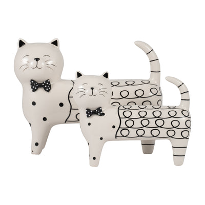 Cer, 8" Swirls Cat, White