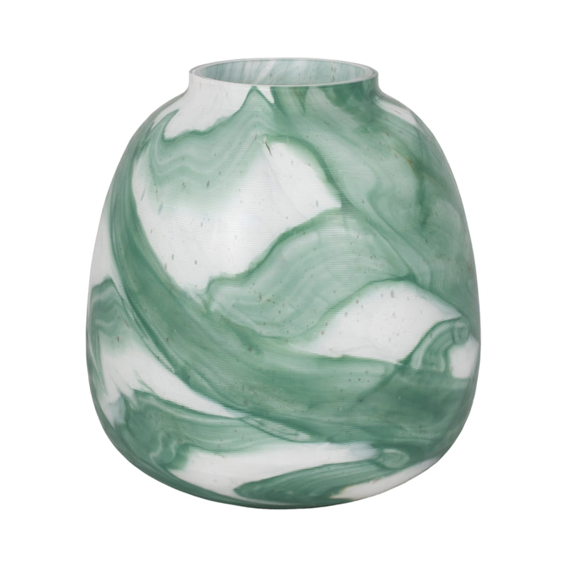 13" Ebb & Flow Vase, Green/clear