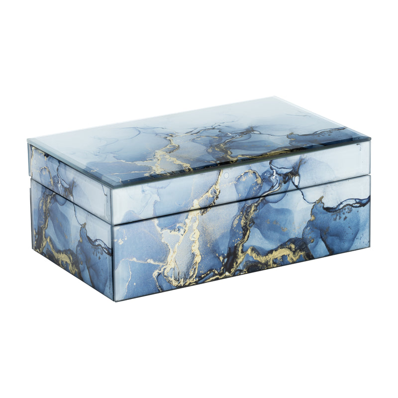 WOOD, 8X5 ABSTRACT BOX, BLUE/GOLD