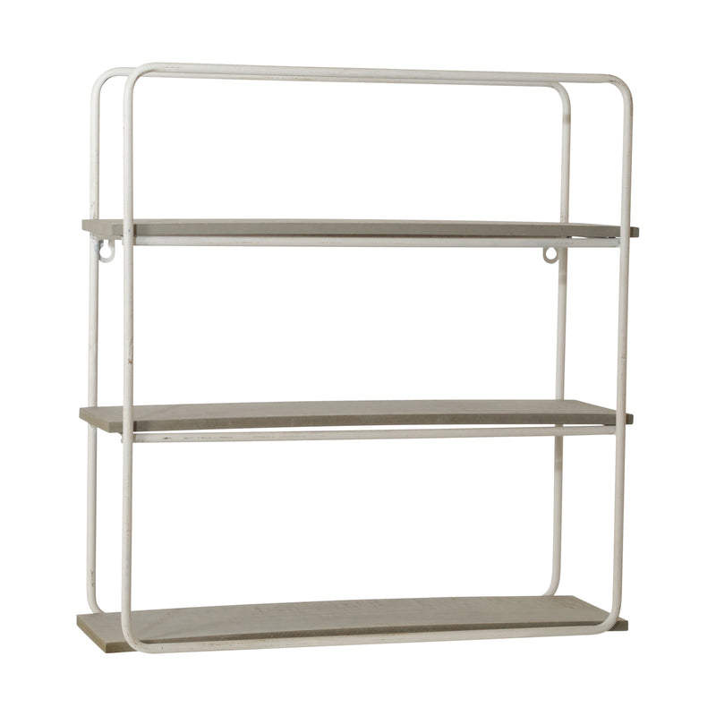 METAL/WOOD 3 TIER WALL SHELF, GRAY/WHITE