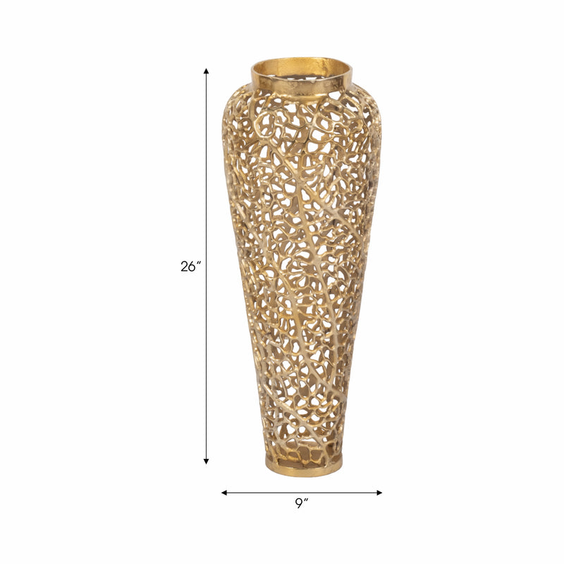 26" Fauna Metal Bouquet Floor Vase, Gold