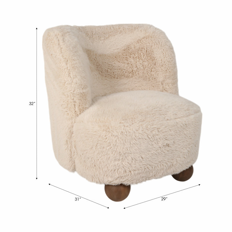 BALL-FOOT ACCENT CHAIR, IVORY