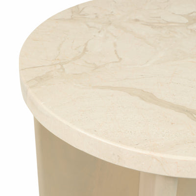 24" CONNLEY MEDIUM MARBLE AND WOOD ACCENT TABLE