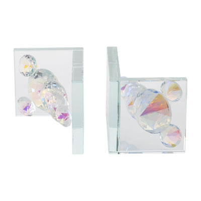 S/2 CRYSTAL DIAMOND BOOKENDS, RAINBOW