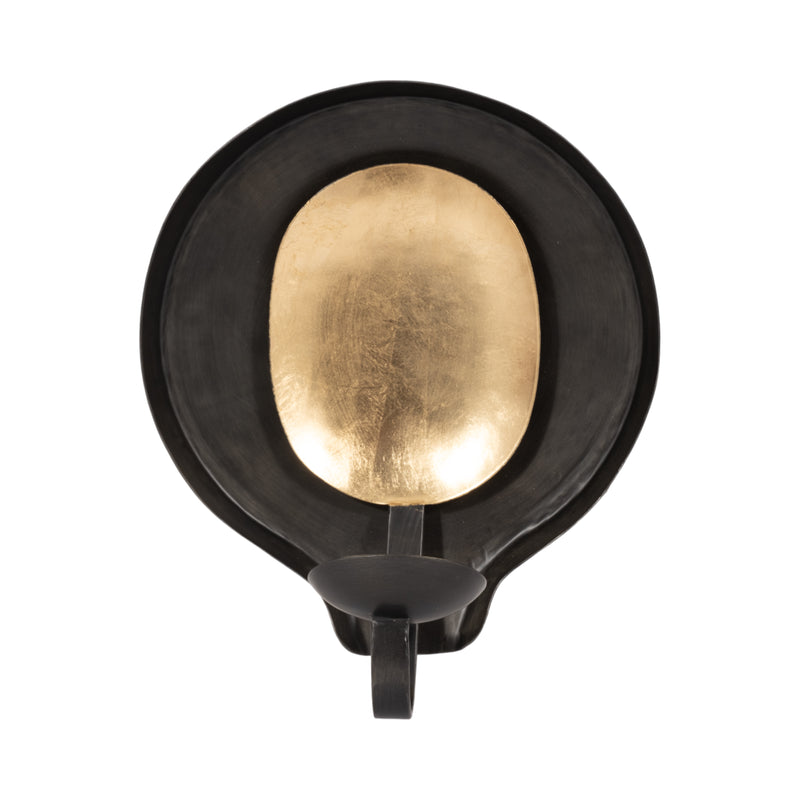 METAL, 9" ROUND VOTIVE HOLDER, BLACK/GOLD