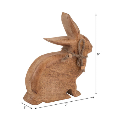 Mango Wood, 8" Bunny, Brown