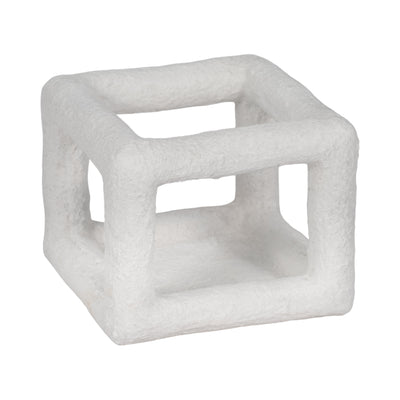 6" Textured Open Square Object, White