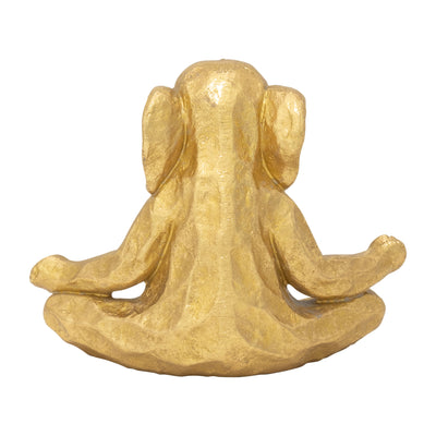 POLYRESIN 8" MEDITATING ELEPHANT, GOLD