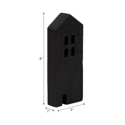 8" Wood House Decor, Black