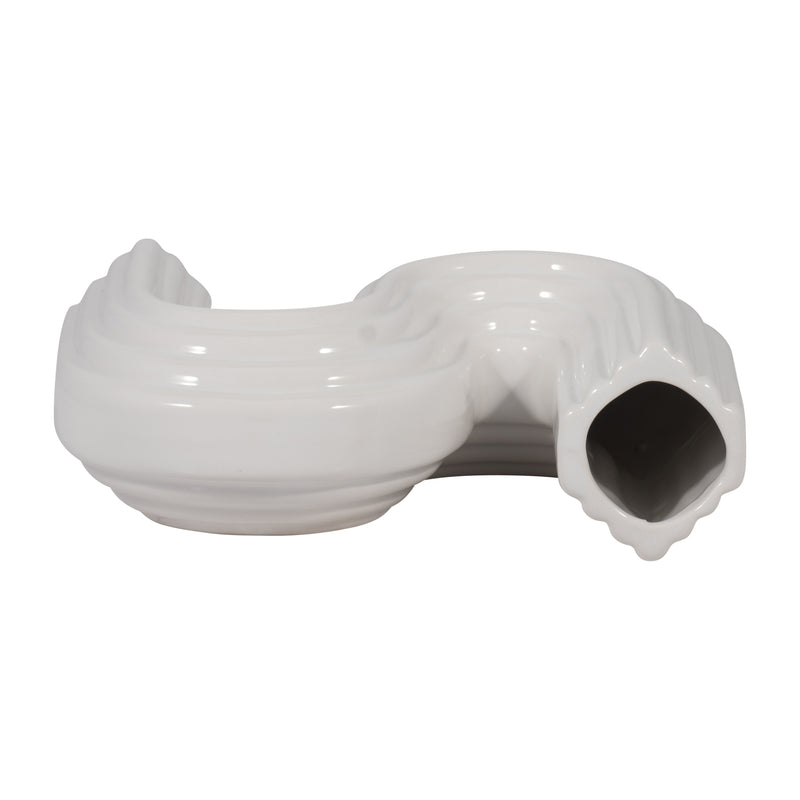 CER, 6" LOOPY VASE, WHITE