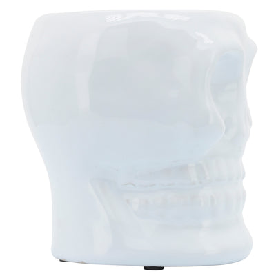 CER, 5" SKULL VASE, WHITE