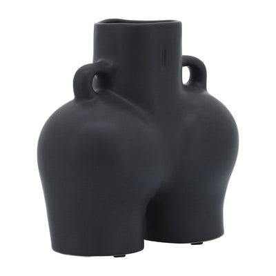 CER, 7" HALF BODY VASE, BLACK