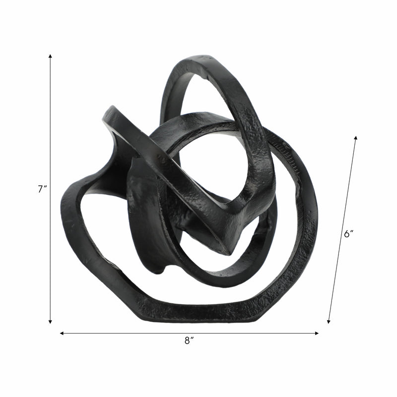 ALUMINUM KNOT SCULPTURE, 7", BLACK