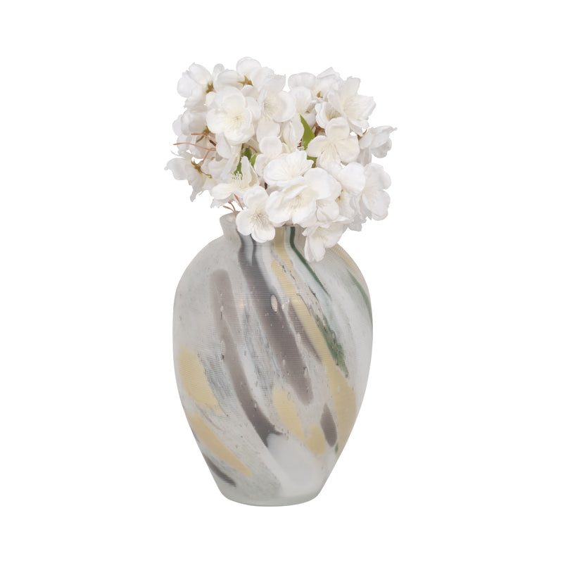 Marco Glass, 9" Marbled Look Vase, Multi