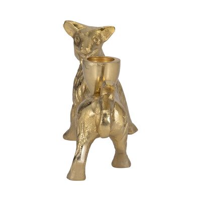 8" Fox Taper Candle Holder, Gold