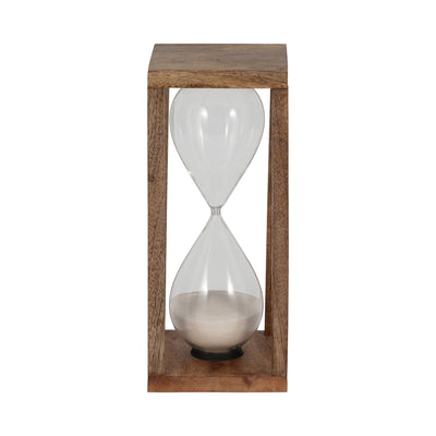 12" Tona Wooden Sandtimer, Brown/white