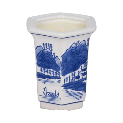 4", 5oz  Chinoiserie Candle , Blue/white