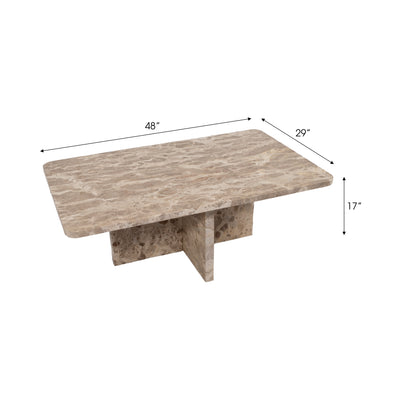 MARBLE, 48" COFFEE TABLE, BROWN KD