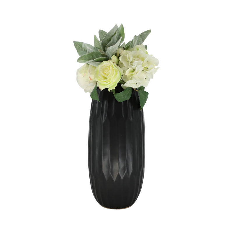 CERAMIC 16" VASE , BLACK