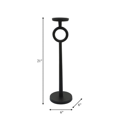 21"H METAL CANDLE HOLDER, BLACK