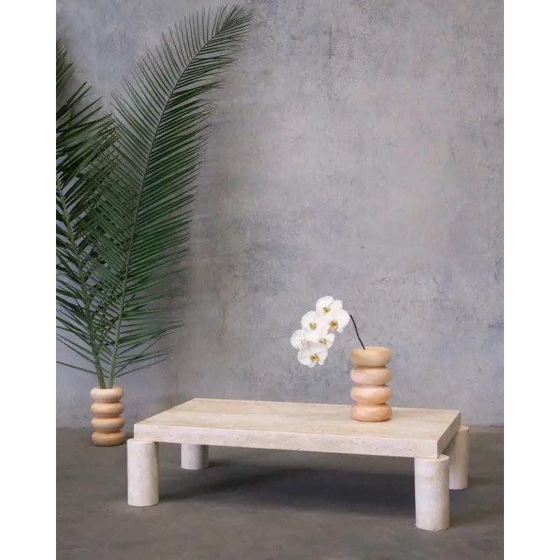 Treventino Essence Off White Marble Center Table By Alhome