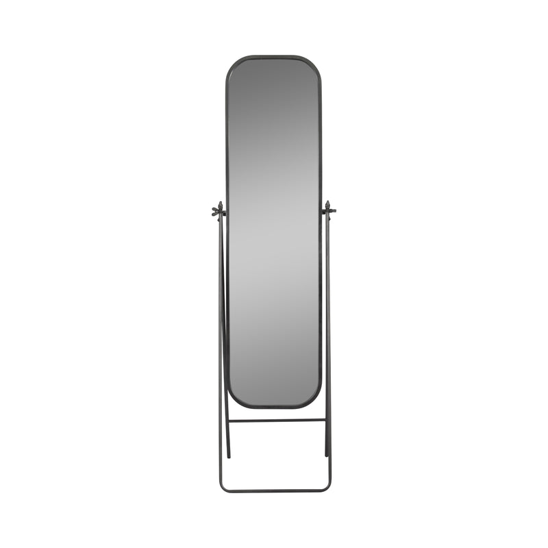 METAL, 21X69 FLOOR MIRROR ON STAND, BLACK