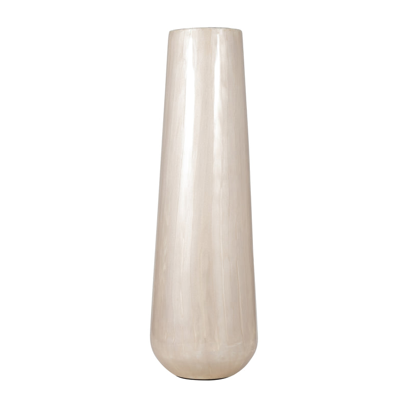 METAL 24"H ALABASTRON VASE, PEARL WHITE