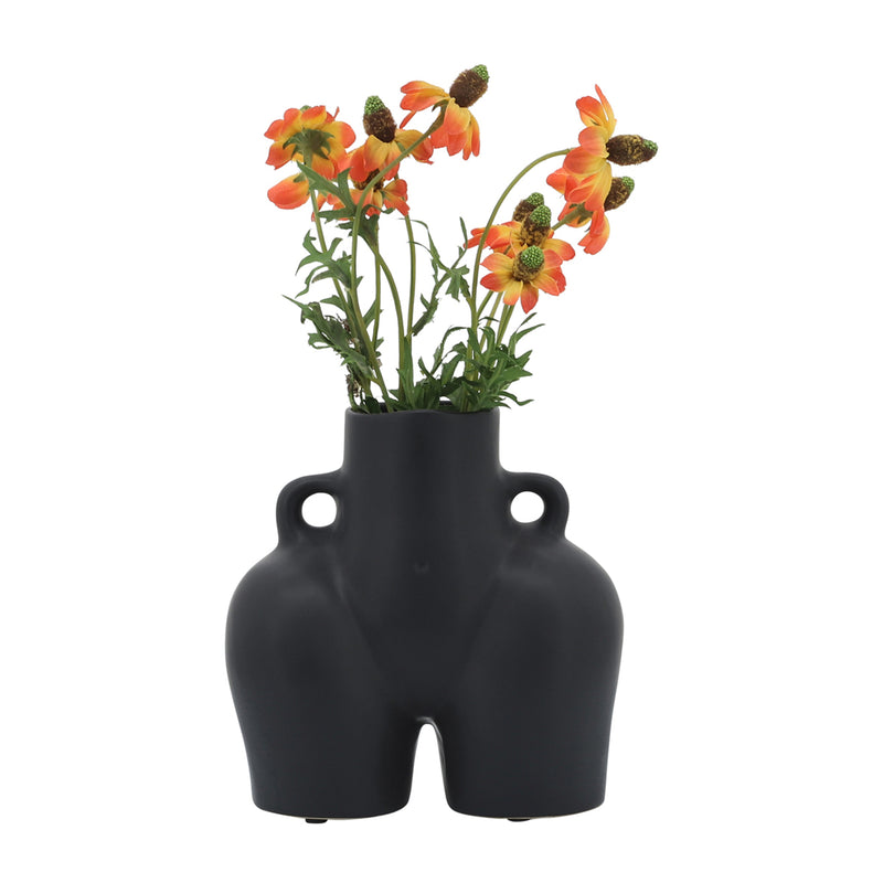 CER, 7" HALF BODY VASE, BLACK