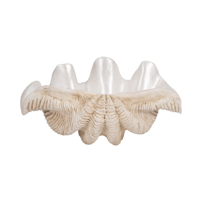 16" Pearlized Clam Shell Bowl, Ivory