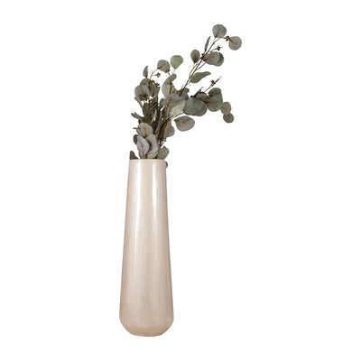 METAL 24"H ALABASTRON VASE, PEARL WHITE