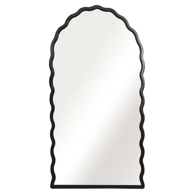 31x59" Wavy Leaner Mirror, Black