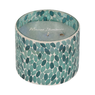 Glass, 5" 26 Oz Mosaic Scented Candle, Blue Multi