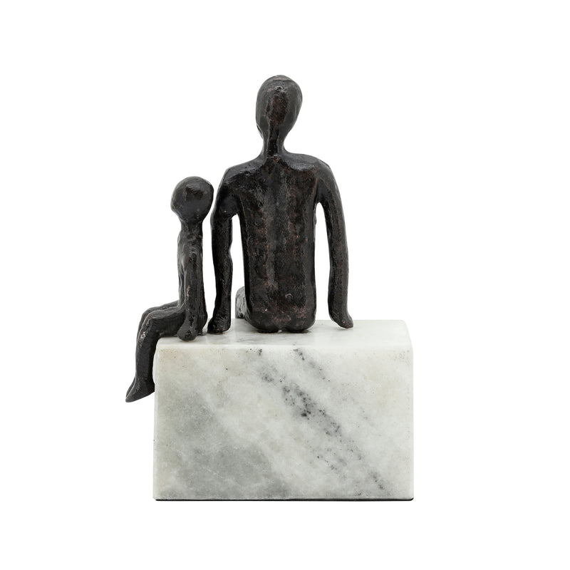 METAL, 10", DAD & SON SITTING SCULPTURE