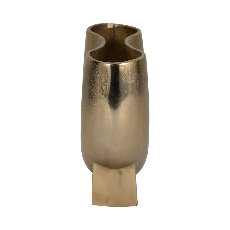 11" Abyss Arrow Shaped Metal Vase, Gold