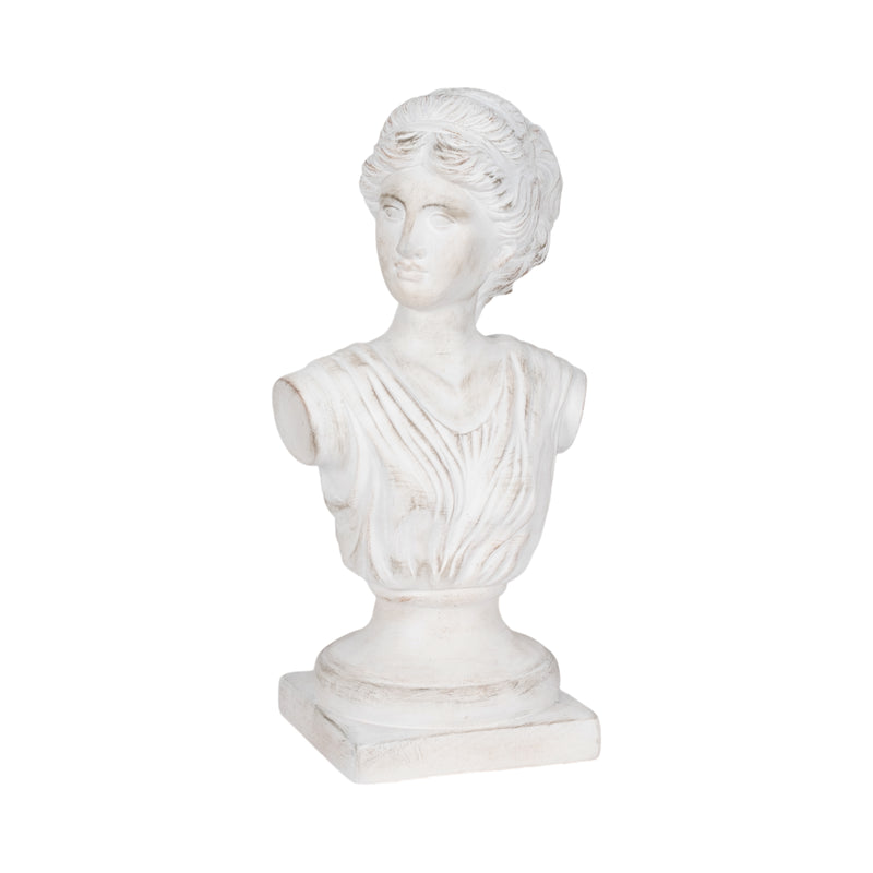 20" Venus Bust Distressed Resin, White