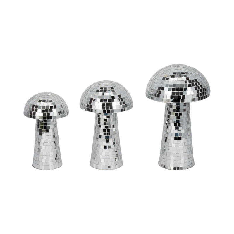 10" Mosaic Mushroom, Silver