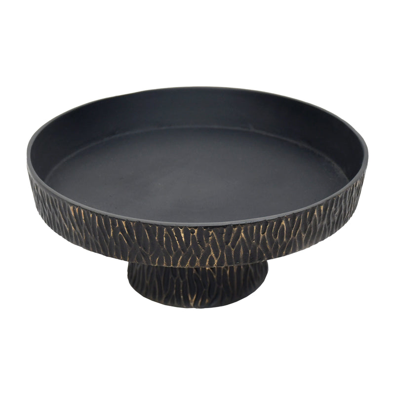 14" Cali Metal Pedestal Tray, Black