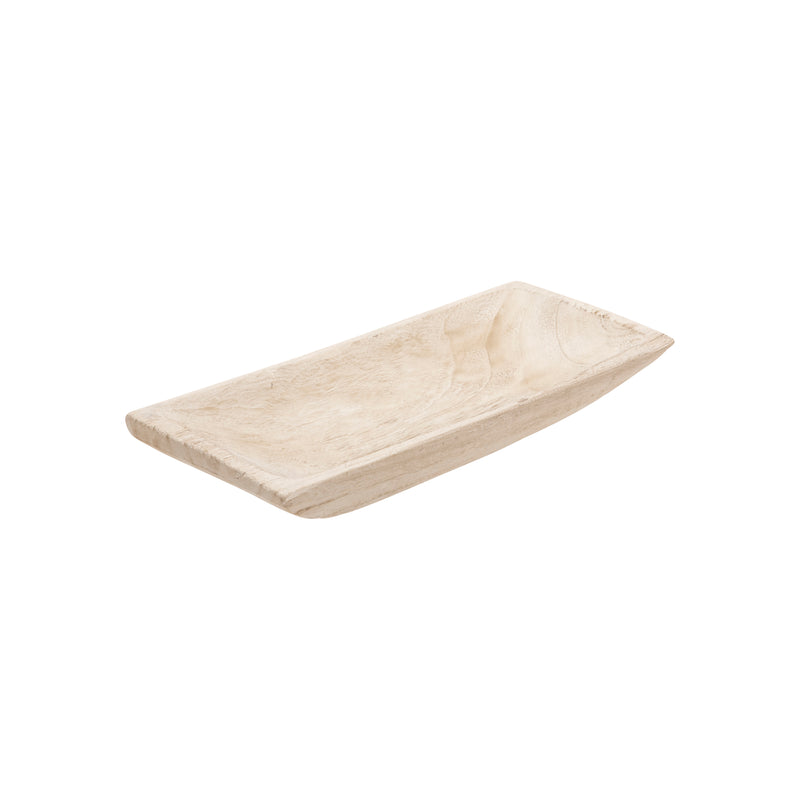 S/2, 15/20" WOOD RECTANGULAR TRAY, WHITE