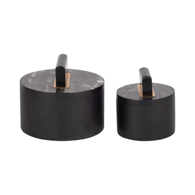 Resin, S/2 6/7" Wheatly Black Boxes