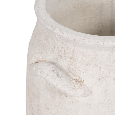 8" Traditional Handle Vase Rough Finish, White