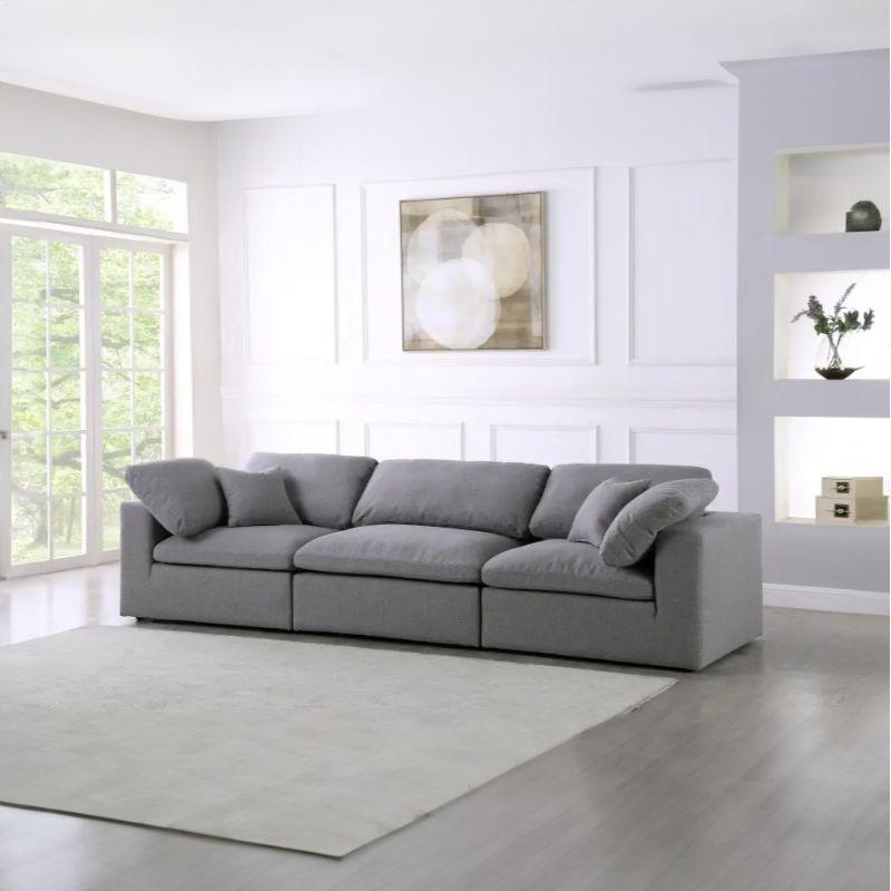 Alhome Gray velvet 3 Seater Sofa - 110110965