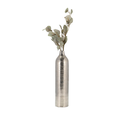 METAL, 19"H CYLINDER VASE, SILVER